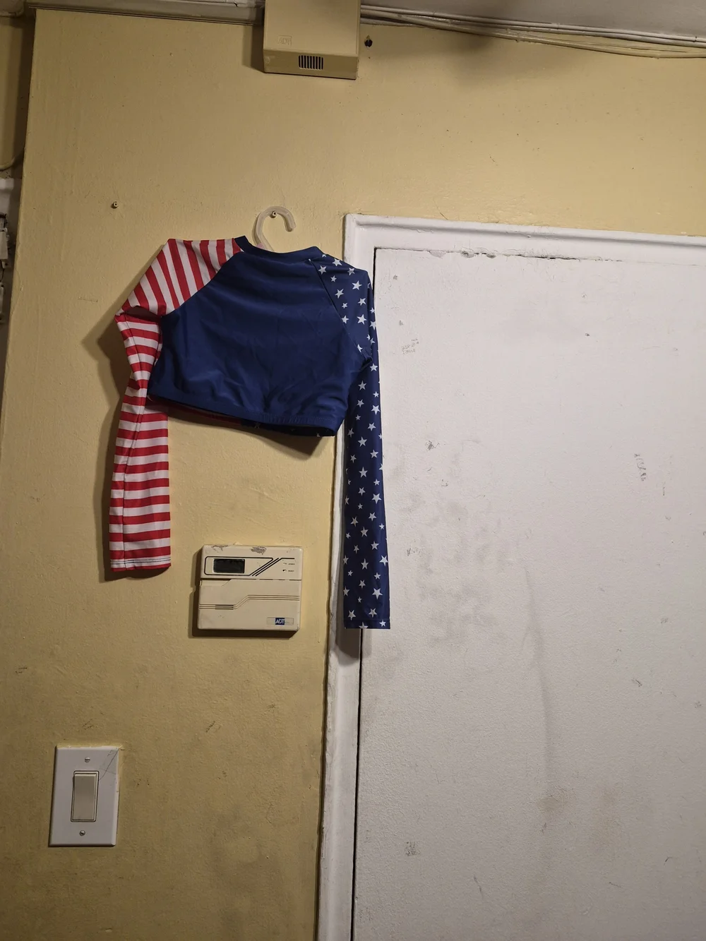 Cat & Jack Stars And Stripes Longsleeve Crop Top Rushguard Swimsuit SZ L (10/12)